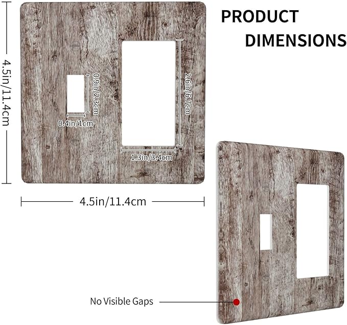 Outlet Covers Rustic Wood Grey Brown Vintage Wooden Plank 2 Gang Combo Light Switch Cover Plate Toggle Rocker Wallplates Decorative Switch Plates and Outlet Covers for Farmhouse Home Decor
