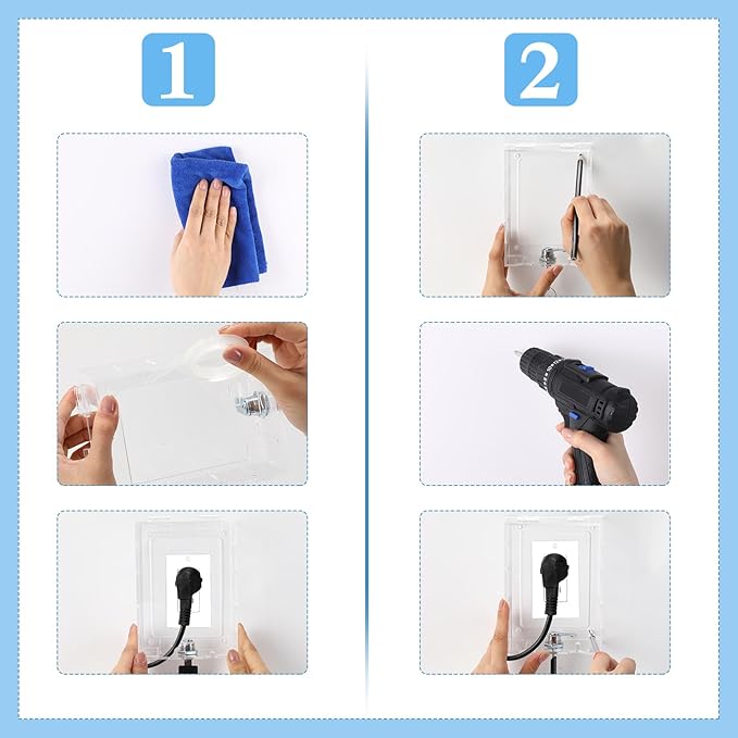 Briwooody 2 Pcs Baby Safety Outlet Cover Box Clear Outlet Covers with Key Outlet Cover for Electrical Outlets Easy Install, Provides Extra Space Inside for Plugs, Adapters