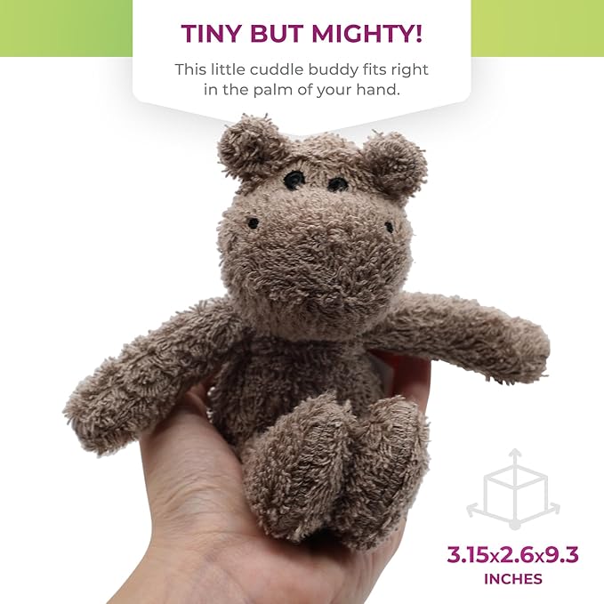 Thermal-Aid Zoo Mini — (Happy the Hippo) — Mold-Resistant, Washable Hot & Cold Pack for Kids — Heating and Cooling Pad with Natural Corn Filling — Reusable Plush Toy