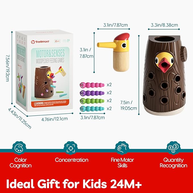TOP BRIGHT Montessori Toys for 2 Year Old - Magnetic Bird Feeding Games for 2 Year Olds, Learning Toys for Toddlers 2-4 Years, Fine Motor Skills Toy for 3 Years Old Girls and Boys