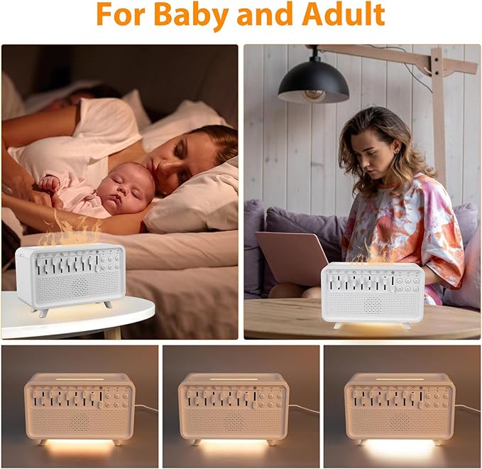 White Noise Machine with Essential Oil Diffuser & Night Light - Portable Sleep Sound Therapy for Adults/Babies, 8 Natural Sounds, Auto-Off Timer, BPA-Free Humidifier for Bedroom, Office, Travel