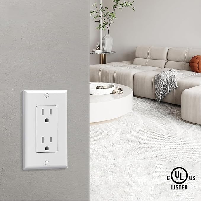 Light Switch GFCI Device Wallplate - Receptacle Outlet Wall Plate, Standard Size 1-Gang 4.50" x 2.76",Unbreakable Polycarbonate Thermoplastic,UL Listed (12 Pack, Glossy White)