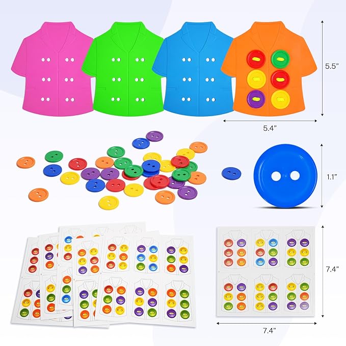 Clothes Lacing Cards for Seniors with Dementia & Alzheimer‘s - Fine Motor Skills Activity with Buttons & Zipper, Occupational Therapy Tools for Elderly to Practice Dressing Skills