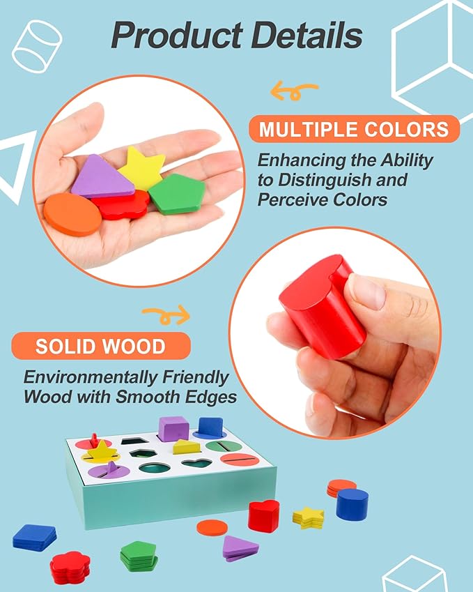 Dementia Activities for Seniors - Geometric,Colors & 12-Hold Color Shape Sorting Box Game | Memory & Cognitive Training Puzzle | Ideal Alzheimer's Sensory Gift for Elderly