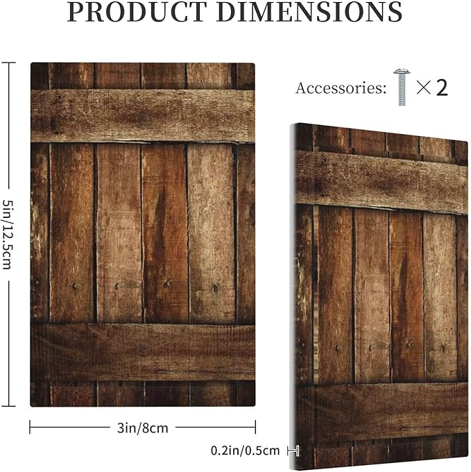 Brown Wooden Barn Door Old Wood Print Light Switch Cover Plate 1 Gang No Device Blank Electrical Wall Plates Faceplate Decorative Switch Plate for Farmhouse Home Decor