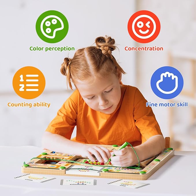 Montessori Number & Shape Puzzle Busy Board, Fine Motor Skills Educational Toy, Counting Matching Preschool Learning Toy, Early Development Sensory Gift for 3-5 Year Old Toddler Boys Girls Black