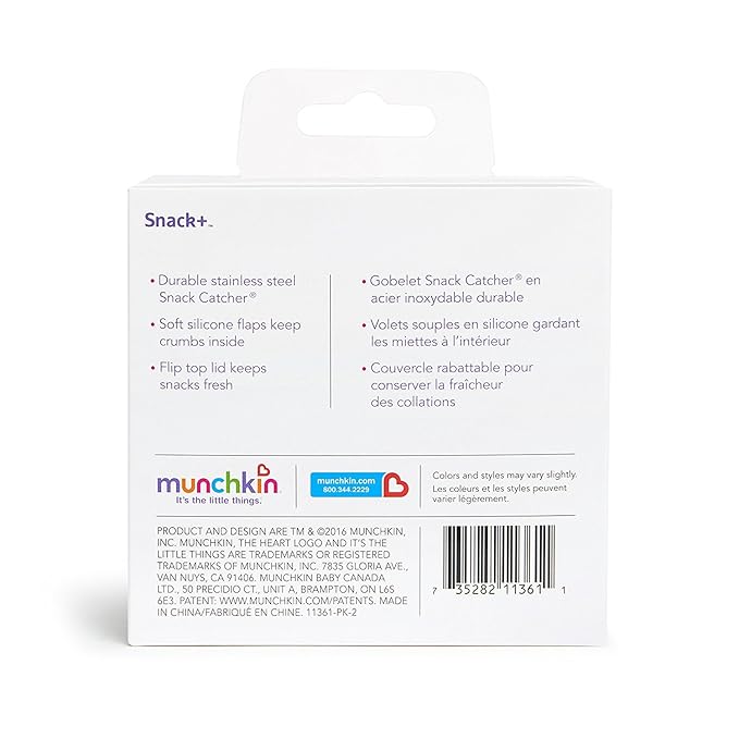 Munchkin® Snack+™ Stainless Steel Snack Catcher Cup with Lid, 9 Ounce, Blue, 1 Pack