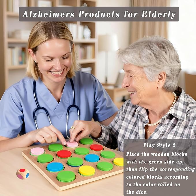 Dementia Activities & Games for Seniors,Colors Match-Up Puzzles Gifts & Wooden Alzheimers Products for Elderly Adults