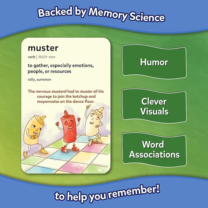 Skillmatics Vocabulary Flash Cards for Kids - Learn 100 Words with Wordplay, Visuals, & Soundplay, Educational Gift for Ages 8, 9, 10 & Up, Screen-Free Language Game