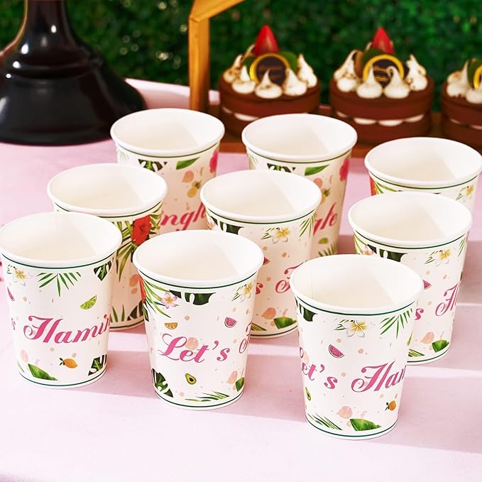 WERNNSAI Flamingo Party Decorations - 48PCS Hawaiian Plates and Napkins Summer Flamingo Themed Tableware Set Tropical Dinner Plates and Napkins for Girls Kids Birthday Baby Shower Serves 16 Guests