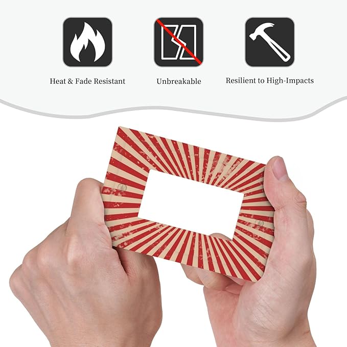 Retro Circus Sparkling Red White Lines Mid Century Decorative Outlet Covers 1 Gang Single Rocker Light Switch Cover Plate Wall Plates GFCI Faceplate for Farmhouse Home Decor