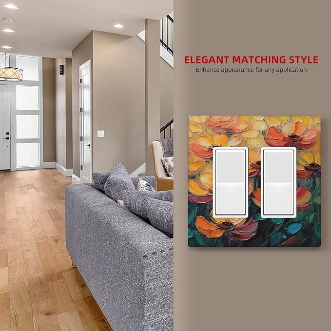 Decorative Art Light Switch Covers Enchanted Glowing Forest 2 Gang Dual Rocker Outlet Switch plate Faceplate GFCI for Home Decor