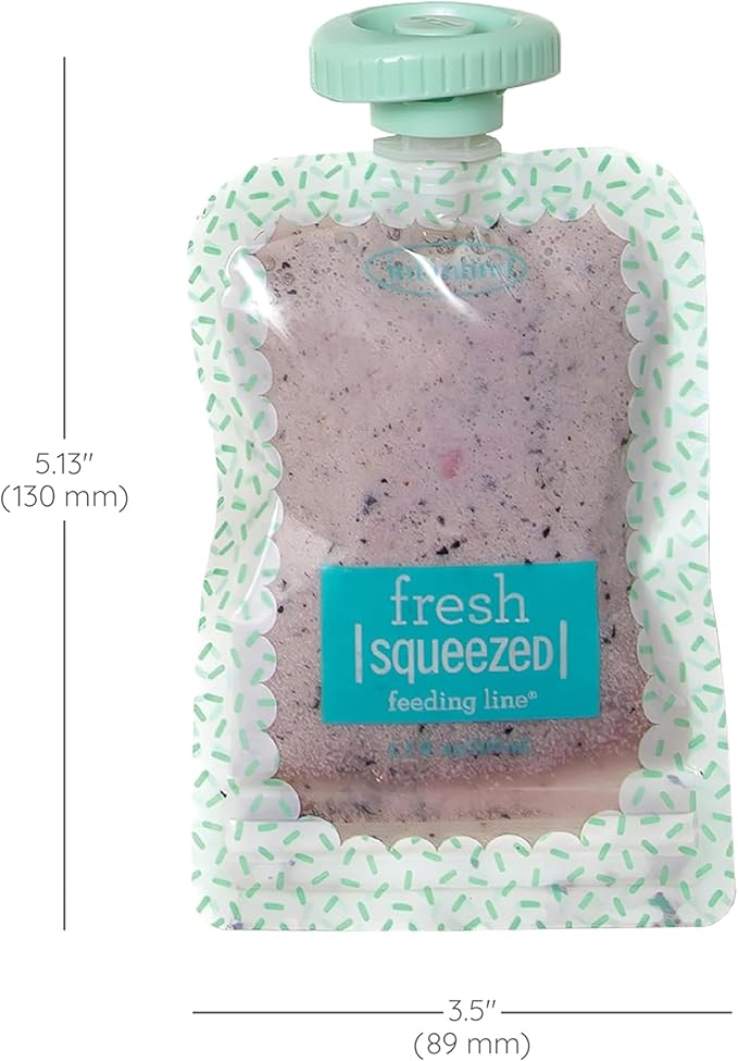 Infantino Reusable Squeeze Pouches for Homemade Baby Food, 3.5 oz, Pack of 25 - BPA, PVC, and Phthalate-Free, Freezer-Safe, with Clear Window and Labeling Space