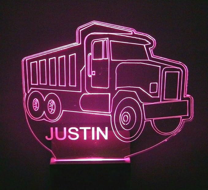 Night Light Multi Color Personalized LED Plug-in, Ultra-Slim Touch Night Light Smart Dusk to Dawn Sensor, Kids Children's Bedroom Kitchen Bathroom Hallway Play Room Variations (Dump Truck Paving)