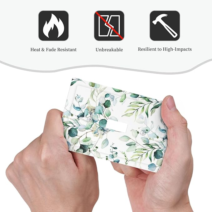 Green Olive Sage Eucalyptus Leaves Single Toggle Light Switch Plate Outlet Cover Decorative One Device Wall Plate 1-Gang Electrical Switch Faceplate