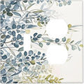 Decorative Switch Cover Plate with Green & Blue Watercolor Eucalyptus Botanical Foliage Design Toggle Duplex Wall Plate 2 Gang Light Switch Cover Outlet Covers for Contemporary Living Room