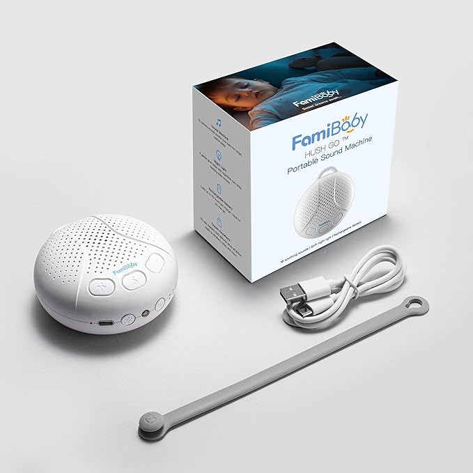 Portable Sound Machine for Baby - White Noise Machine with Night Light for Nursery | 16 Soothing Sounds | Shush | Travel | Registry Gift | Sleep Soother | Baby Shower
