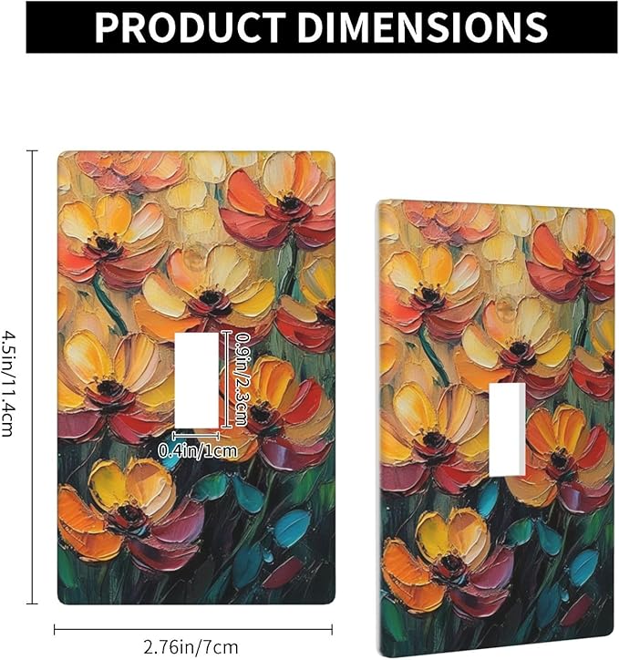Decorative Art Light Switch Covers Color Flower Blaze Single Toggle Wall Plate Decorative Switchcover Electrical Switchplate for Home Decor