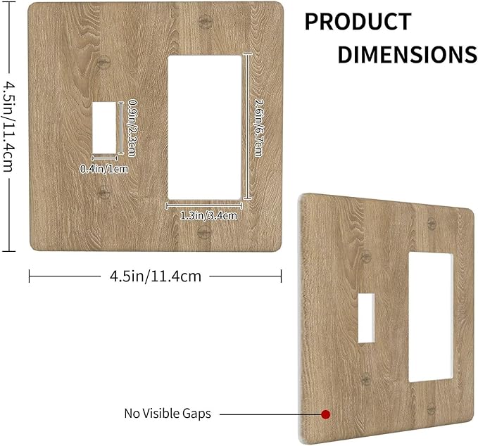 Outlet Covers Light Brown Wood Grain 1 Toggle 1 Rocker Combo Light Switch Cover Plate Decorative Switch Plate Covers Electrical Wall Plate for Farmhouse Cabin Decor