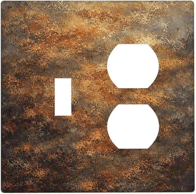 Decorative Outlet Covers Vintage Rust Pattern in Brown gold 2 Gang Light Switch Cover Plate Single Toggle Duplex Wall Plates for Electrical Outlets Switch Plate Covers for Home Decor