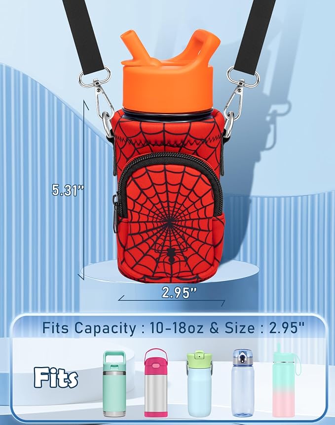 Miss Adola Water Bottle Carrier with Strap - Insulated Kids Water Bottle Holder for Boys Girls Bottle Bag for 10-18Oz