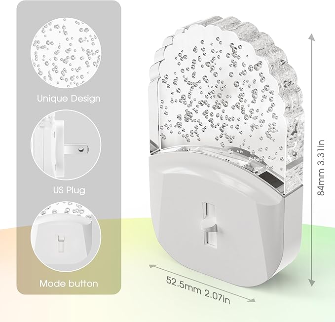 Briignite Led Night Light, Night Lights Plug into Wall, Night Light for Kids 2Pack, Amber Yellow Nightlight Plug in, Dimmable with Dusk to Dawn Sensor for Bedroom, Bathroom Stair,Hallway