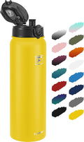 Fanhaw 32 oz Insulated Stainless Steel Water Bottle with Anti-Dust Chug Lid, Leakproof Vacuum Sports Bottle for Men & Women (Yellow)