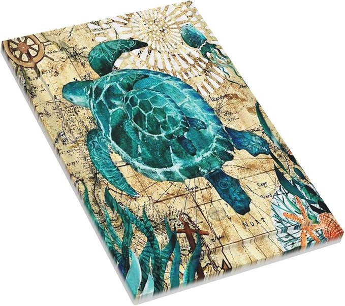 Nautical Ocean Map Tortoise Turtle 1 Gang No Device Wall Plate Decorative Blank Light Switch Cover Switchplate Electrical Faceplate for Bathroom Home Bedroom Art Decor