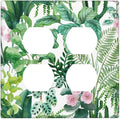Tropical Palm Leaves Green Jungle Botanical Floral Flowers Outlet Covers 2 Gang Double Duplex Decorative Light Switch Covers Electrical Wallplates Socket Faceplate for Bedroom Living Room Decor