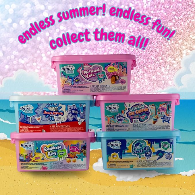 Aqua Endless Summer Mermaid Cove DIY Slime Kit – Sparkling Under-The-Sea Sensory Activity for Kids