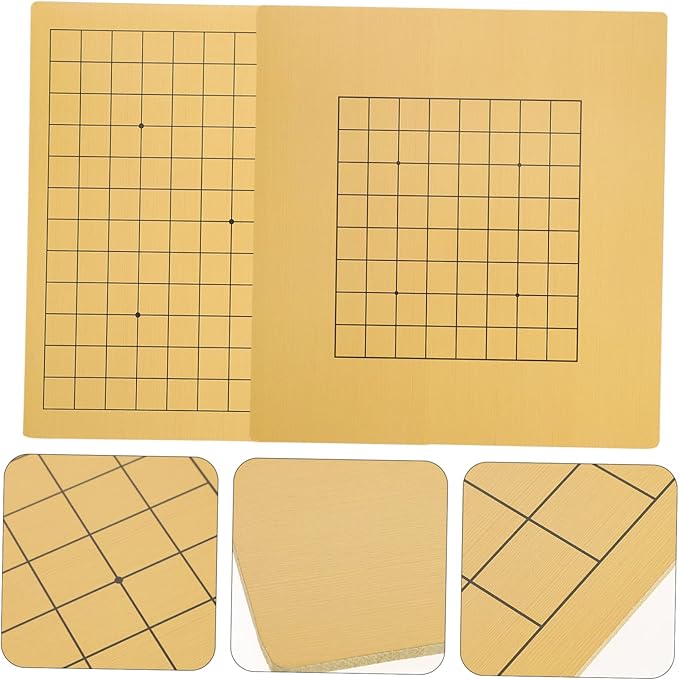 VANZACK 2Pcs Double Sided Folding Go Chessboard for Wooden Travel Chess Board Safe Edges Printing Strategic Board Game Supplies for Learning Fun