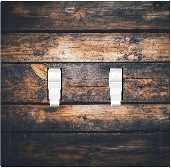 Decorative Switch Plates Brown Vintage Wooden Board Rustic Wood 2 Gang Double Toggle Outlet Light Switch Cover Wall Plate Electrical Faceplate For Farmhouse Cabin Decor