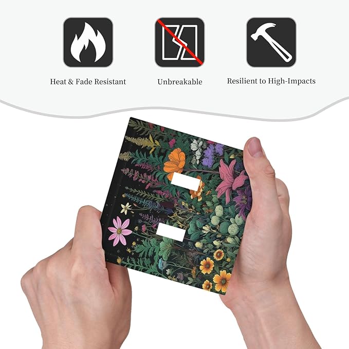 Decorative Light Switch Cover Plate Brainstorming Sketches of Weeds Wildflowers Plants 2 Gang Wall Plate Oversized Double Toggle Two Switch Wall Cover Plate Face Plate