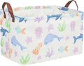 Essme Rectangular Boys Basket,Kids Storage Basket with Handles for Room Decor,Ocean Storage Bin（Ocean）