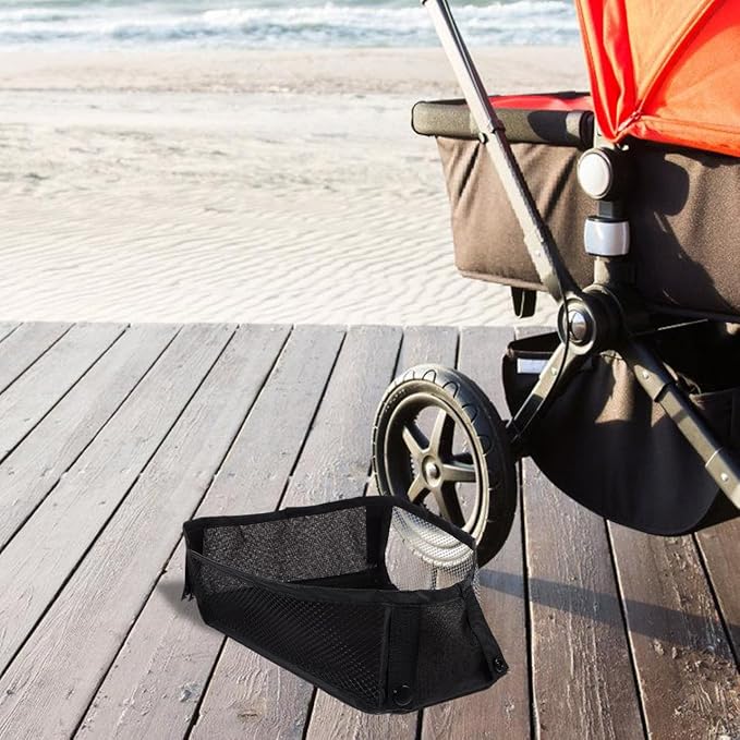 MERRYHAPY Stroller Bottom Storage Bag Mesh Organizer Universal Lightweight Stroller Basket Holder for Diapers Toys Essentials 11.02X4.72X3.93 Inch
