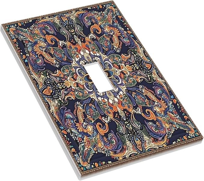 Decorative Light Switch Cover Mandala Petals Retro Flowers 1 Gang Single Toggle Device Electrical Faceplate Switchplates Decorator Outlet Wall Plate For Bed Room Home Decor