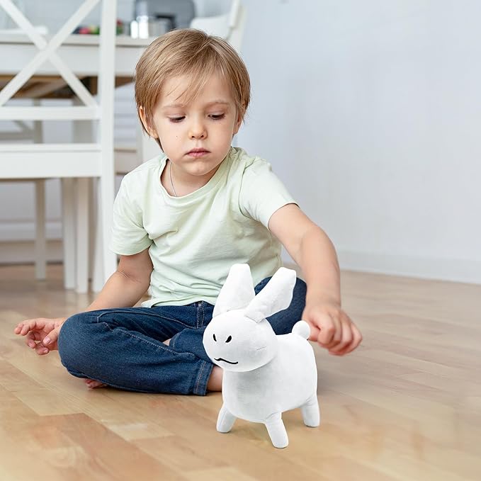 White Gubby Rabbit Plush Toy – Soft Forsaken Gubby Plush Stuffed Animal, Cute Game Character Collectible Plushie Gift for Kids and Gamers (Rabbit White Gubby)