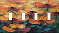 Decorative Art Light Switch Covers Color Flower Blaze Quad Toggle 4 Gang Wall Plate Switch plate Electrical Faceplate for Home Decor