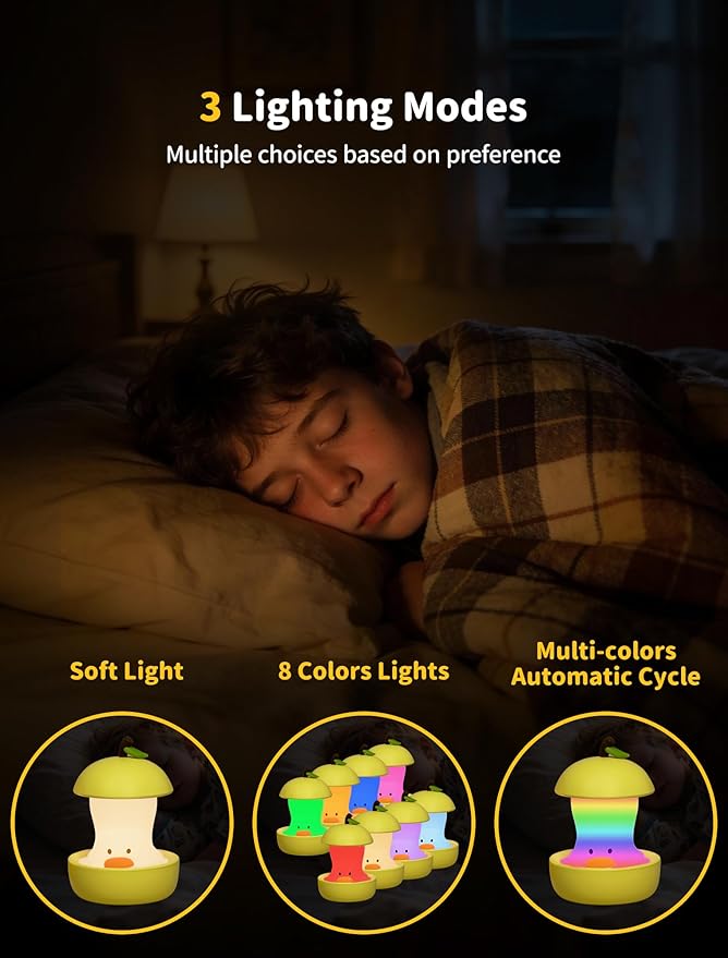 Night Light for Kids, Rechargeable Bedside Touch Lamp, Portable Dimmable Nightlight, Cute Nursery Night Lights, Funny Gifts for Baby, Teens, Adults, Table Decor(Pear Duck Green)