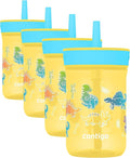 Contigo Kids’ Leighton Straw Tumbler with Spill-Proof Leak-Proof Lid 14oz Pineapple/Dinos (Pack of 4)