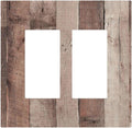 Decorative Outlet Covers Retro Wood Brown Farmhouse Barn Wooden 2 Gang Double GFCI Rocker Electrical Wall Panels Light Switch Cover Plate for Farmhouse Cabin Decor