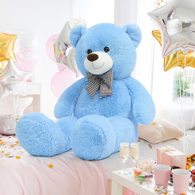 Toys Studio Big Blue Teddy Bear 47 Inch Giant Teddy Bear 4ft Tall, Stuffed Animal for Girls Women Christmas Valentine's Day Large Plush Toy for Kids Baby Shower Party Decorations
