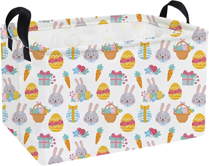 Essme Rectangular Easter Baskets,Kids Storage Basket with Handles for Easter Room Decor, Boys Box,Cute Storage Bin.