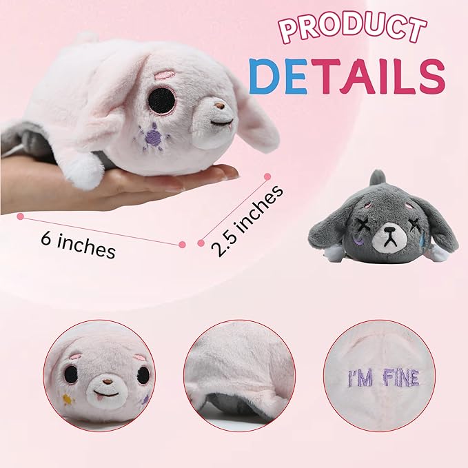 Mood Puppy Plush Toy – Double-Sided Feelings Dog for Emotional Expression, Soft Comfort Stuffed Animal Companion, Cute 6 Inch Plush Gift for Kids, Teens & Adults