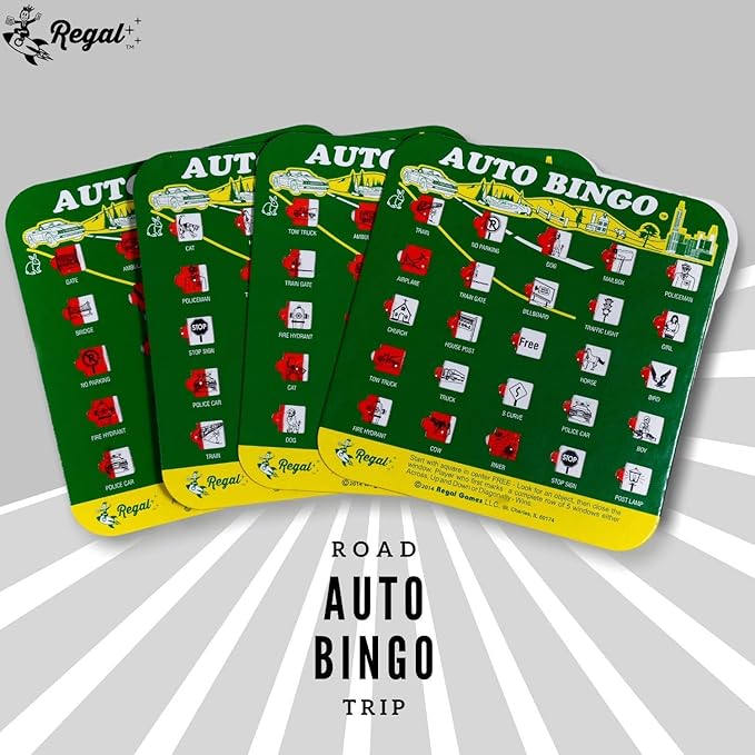 Regal Games Finger-Tip Shutter Bingo Cards with Sliding Windows - Auto Bingo Game Set - Assorted Travel Game for Adults & Kids - Reusable, No Chips & Daubers Needed - 4 Packs - Green