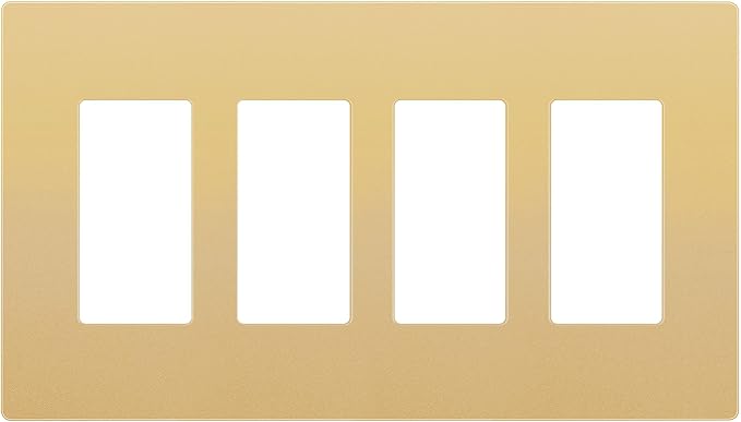 ENERLITES Screwless Quadruple Decorator Switch Cover, Four Gang Wall Plate, Gloss Finish, Mid-Size 4-Gang 4.88" x 8.58", Unbreakable Polycarbonate Thermoplastic, UL Listed, SI8834M-GD, Gold