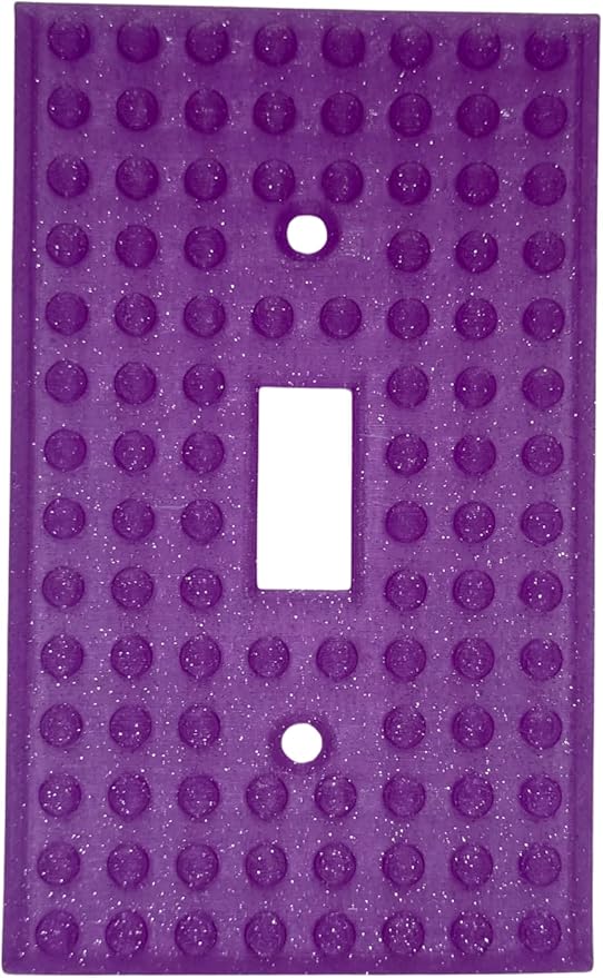 Brick Wall Plate, Single Toggle Light Switch Cover for Kids Bedroom, Game Room, 1-Gang (Purple Sparkle)