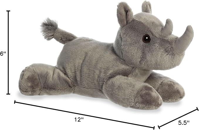 Aurora® Adorable Flopsie™ Rodney Rhino™ Stuffed Animal - Playful Ease - Timeless Companions - Gray 12 Inches