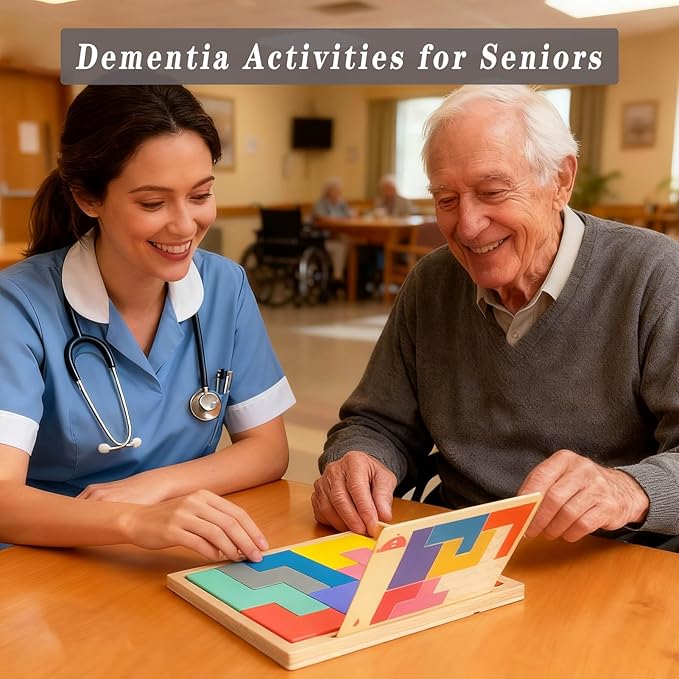 Dementia Activities for Seniors,Wooden Puzzles Gifts,Geometric Cognitive Products & Training Games for Alzheimers Elderly