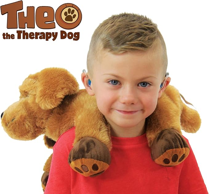 ROYLCO Theo The Sensory Companion Dog, Stuffed Animal, 2.5 lbs, Sensory Toy, Soft Fur, Heat/Cool Pack, Stuffed Animal for Children & Adults Brown